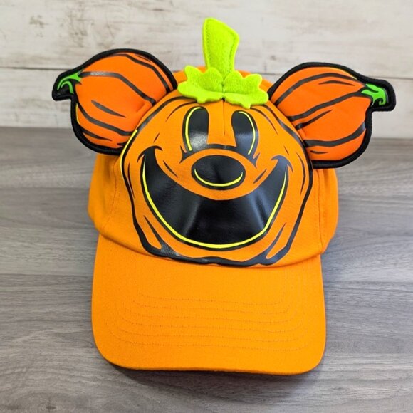NWT Disney Parks Mickey Mouse Pumpkin Patch Glow In Dark Hat Adult - Picture 1 of 9